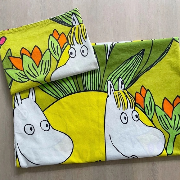 Moomin Other - Moomin Pillow Case and Duvet cover Set by Finlayson with Moomintroll Snorkmaiden